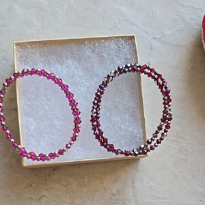 Elegant Pink and Red Beaded Bracelets